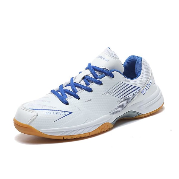Lätta sneakers för män och kvinnor, lämpliga för inomhusbanor, badminton, 3Dx86 WhiteBlue EU 47