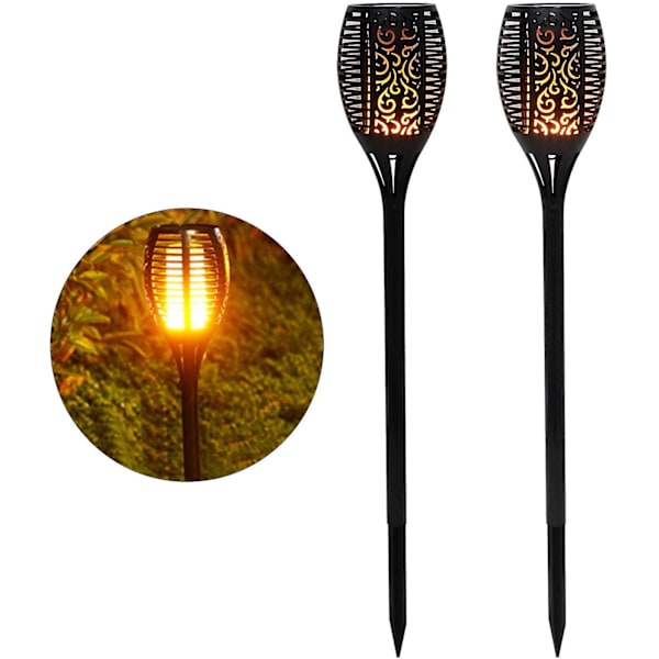 Solcellslampor för trädgården 2-pack - Solcellslampor för trädgården med IP65 vattentät klassificering - Varm belysning - 96 LED-lampor - Ljussensor
