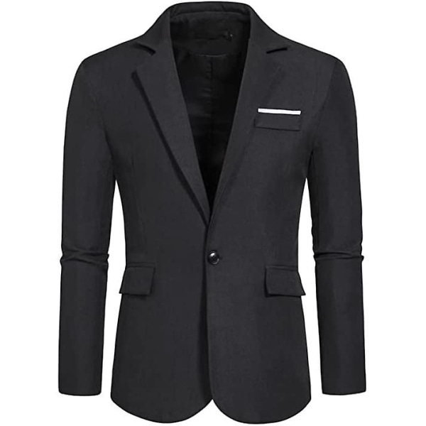 Herre Casual Blazere Slim Fit Jakkesæt Jakker Stilfuld Hakket Revers Blazer Black M