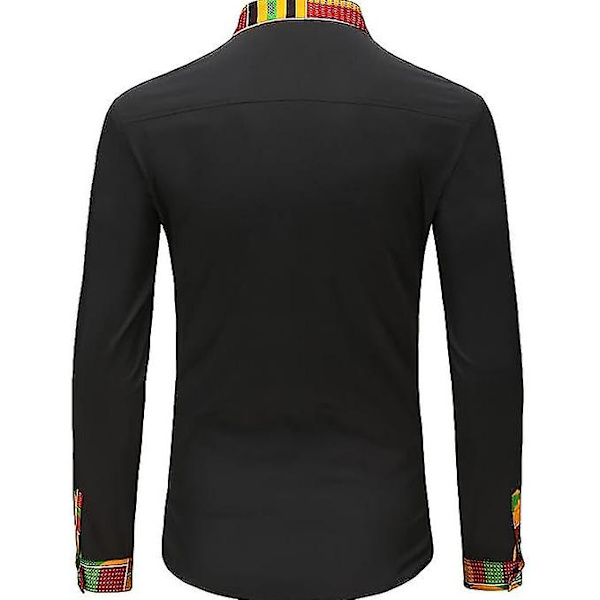 Herre Casual Skjorte med Knapper Langærmet Hipster Strandskjorter Black XL