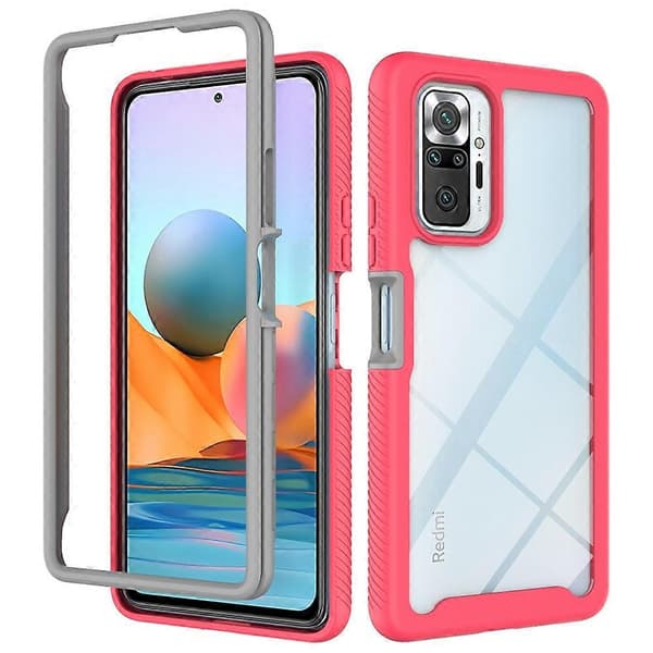 Til Xiaomi Redmi Note 10 Pro Stjerneskimmel Solid Farve Serie Stødsikkert PC + TPU Beskyttelsesetui (Sort) Rose Red
