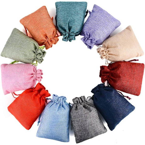 (l Slumpmässig färg) 50 st 15x20 cm Jutepåsar med dragsko Små Jutepåsar Adventskalender Smycken Bröllopsfest Jul Presentpåsar