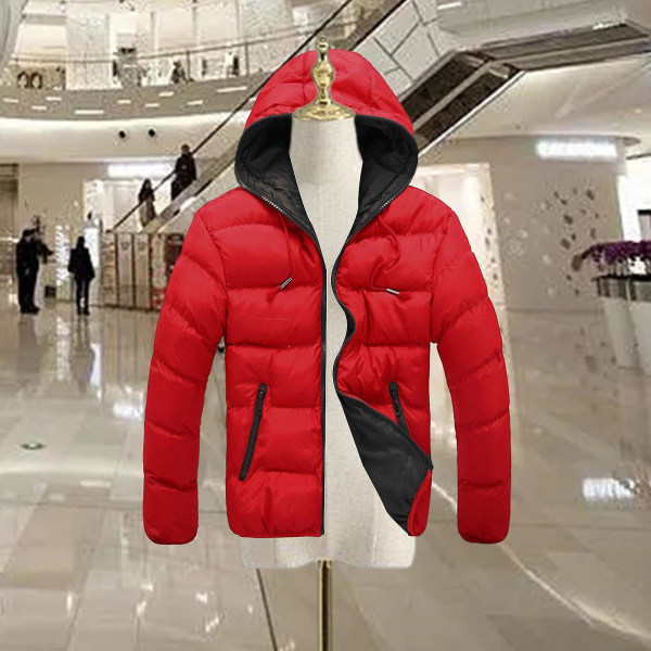 Vinterrockar för män Vattentålig huvtröja Pufferrock för kallt väder Kläder 4XL Red