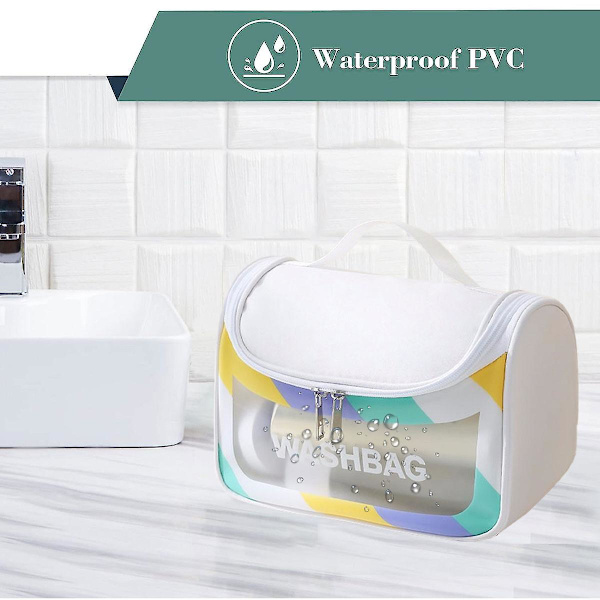 Genomskinlig reseförpackningskub/genomskinlig PU/pvc-påse, transparent multifunktionell väska white