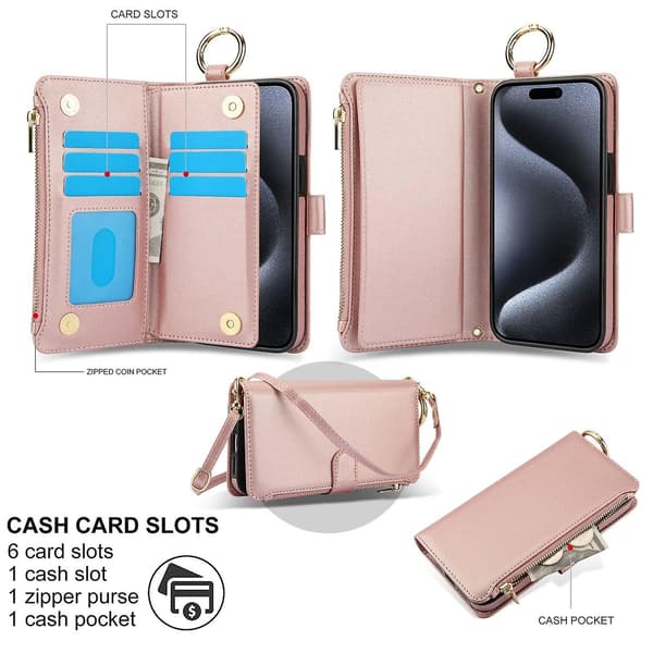 Crossbody pung læderetui til iPhone 11 Pro Max / 11 Pro / iPhone 11 Pink For iPhone 11 Pro Max