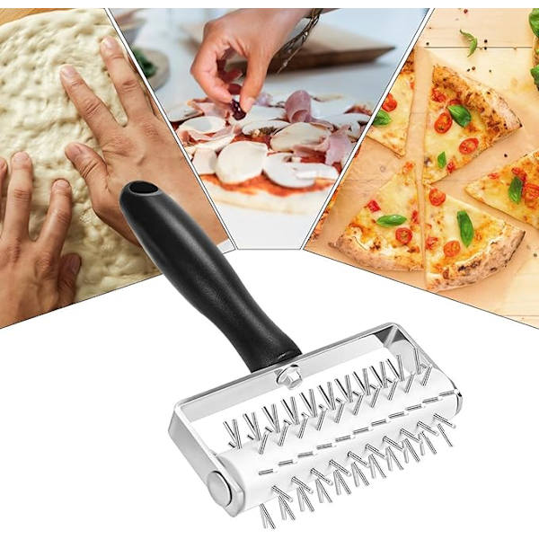 Pizza Deg Roller, Dough Docker Roller för Pizza,Spiked Roller Pizza Deg Docker - Bakverksrulle, baktillbehör