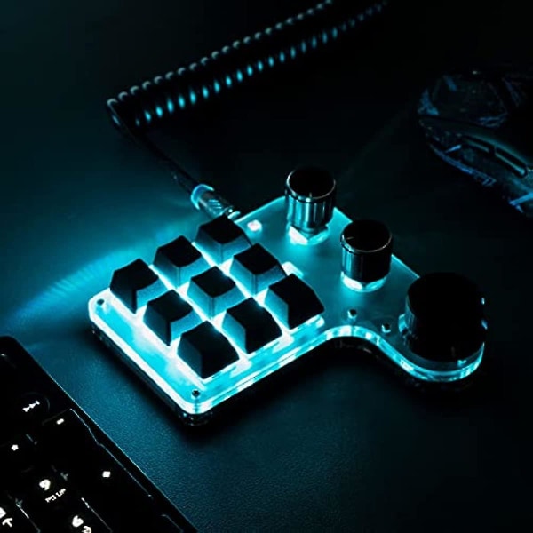 Brugerdefineret Mini Tastatur Bredt Anvendt 3 Knapper Rgb Baggrundsbelyst 9 Tasters Programmerbart Mini Gaming Tastatur Til Pc (sort) Black