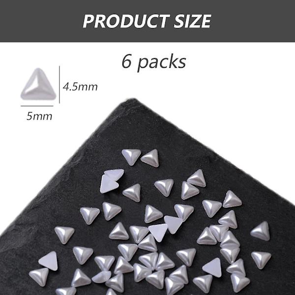 6 pussia 1200 kpl valkoisia kynsikoristeita litteällä pohjalla sydän/neliö/kolmio/timantti monimuotoisia 3D-kynsikoristeita materiaali koristeita kynsitaiteeseen tee-se-itse askartelutarvikkeita triangle 5*5MM