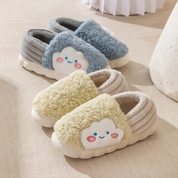 Søde tegneserieprint hjemmesko, slip-on med rund tå, lav top, skridsikker blød sål, fuzzy varme hjemmesko, plys behagelige sko grey EU44 45