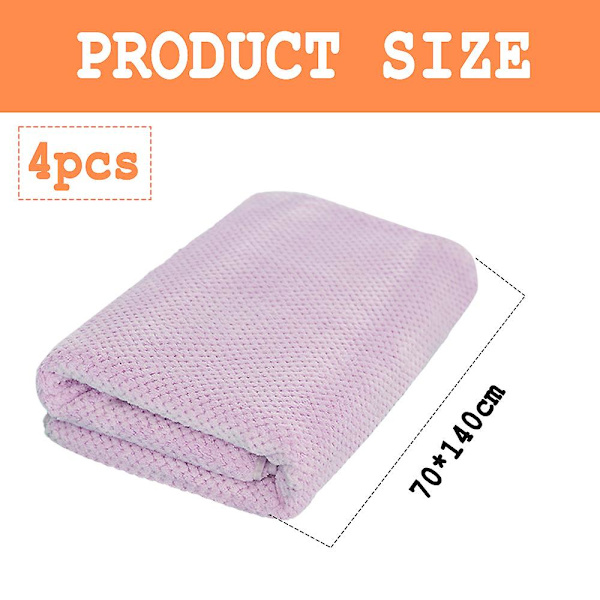 Hurtigtørkende Badehåndklesett (70*140cm) Svært Absorberende, Teksturert Vev Badehåndklær. (sett med 4, grønn) Light purple