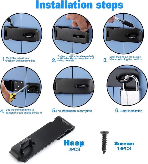 2-pack Acsergery present 5-tums hänglås hasp, kraftig hasp och