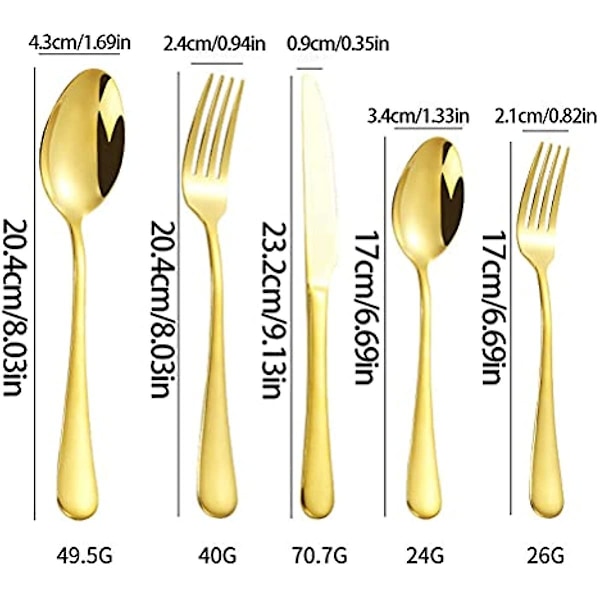 1 Setissä 5 Osainen Ruokailuvälinesetti Sisältäen 2 Haarukkaa + 2 Lusikkaa + 1 Veitsen, Premium Uudelleenkäytettävä Ruokailuvälinesetti Täydellinen Matkustamiseen, Retkeilyyn ja Kotiin Silver