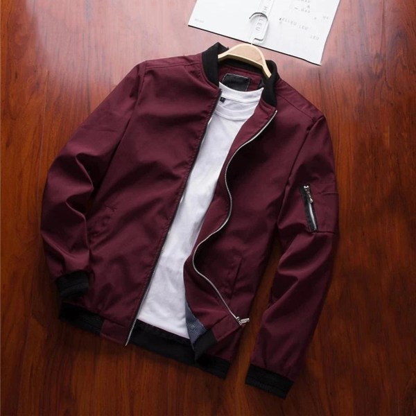 Flight Bomber Jakke Mode Afslappet Lynlåslukning Trendy Jakker Frakke Mænd 4XL Red