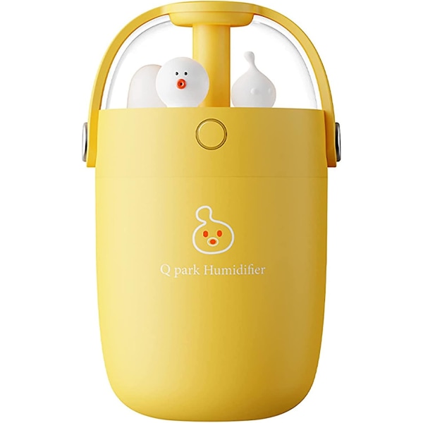 Söt husdjursluftfuktare med två spraylägen, 300 ml vattentank, 7 växlande LED-lampor, vattenlös automatisk avstängning - gul