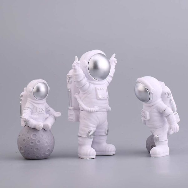 Astronaut Figurer Kagepynt Ydre Rum Kagedekoration Rummand Model Display Miniature Astronaut Legetøj Sæt 3 stk