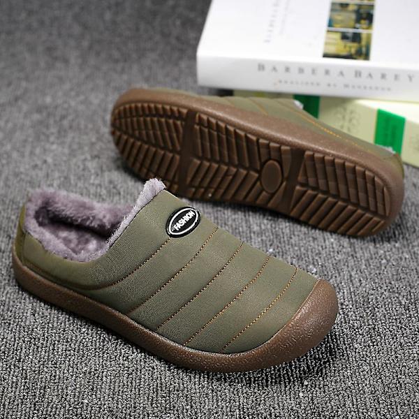 Herrtofflor Varma Vintertofflor för Dam Inomhus Hus Slip On Med Bomull Utomhus 2Kby-6 Khaki 48