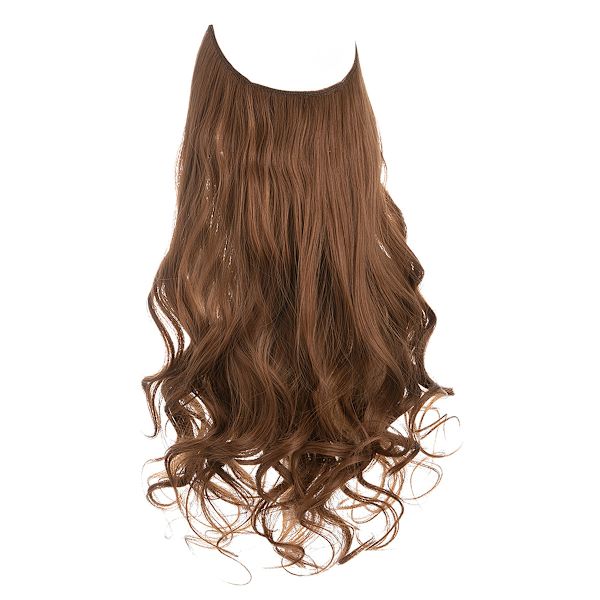 1 stk. Lang Krøllete Bølgete, Hår Parykk Extensions Justerbar Lang Bølgete Hårforlengelse Syntetisk Parykk Oppgradering i Hårdeler Usynlig Tråd Svarte Hår Extensions 12 18inch
