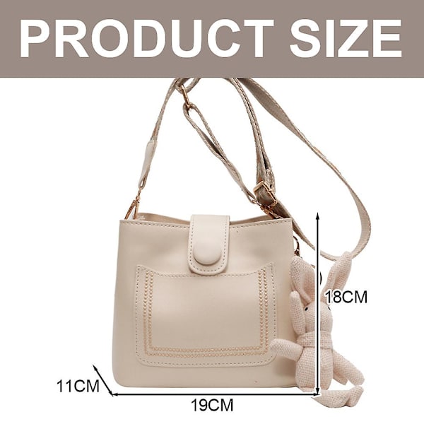 Ny Pu Tote Bag Mode Handväska Axelväska Joker Retro Slung Bucket Bag white