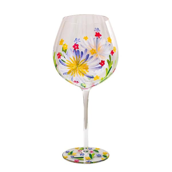 1 st Retro Goblet Glas Champagne Glas - Tulpanmålad Goblet Rödvinsglas E large