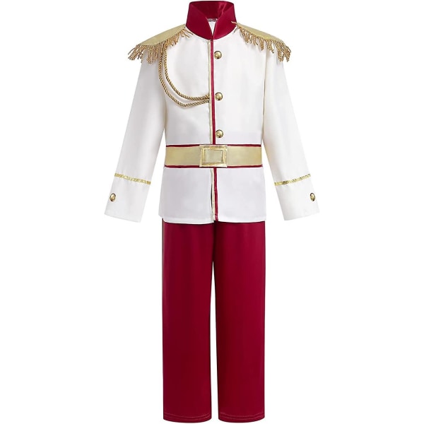 Sjarmerende kostyme for gutter Halloween Jul Cosplay antrekk Småbarn Barn Middelalder Kongelig Ridder Eventyr Utkledning Med Kongekrone Rød Kappe Tryllestav L