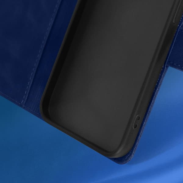 Folio iPhone 14 Pro Max Cover Videostativ Mat Effekt Blød Overflade Navy