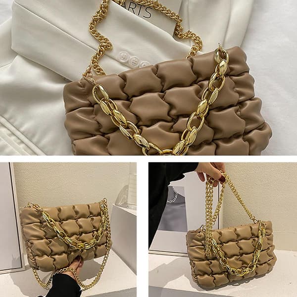 Konstgjorda läderväskor, axelväskor. Mode Casual Pendlar Handväskor khaki