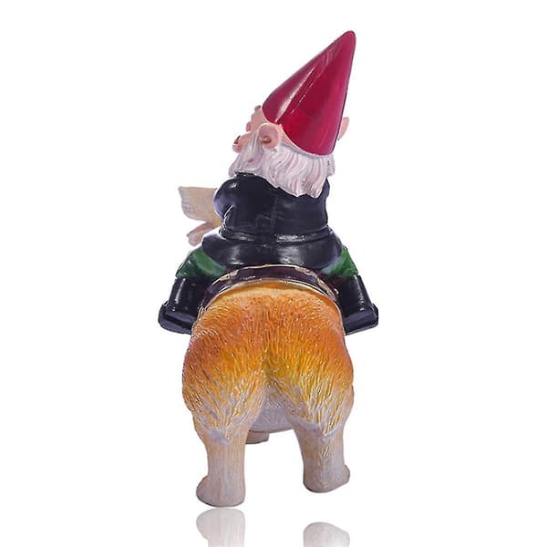Funny Guy Mugs Puutarhatonttu Patsas, tonttu Ratsastaa Corgilla
