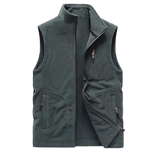 Herrväst, fleeceväst vindtät ärmlös jacka väst Grey XL