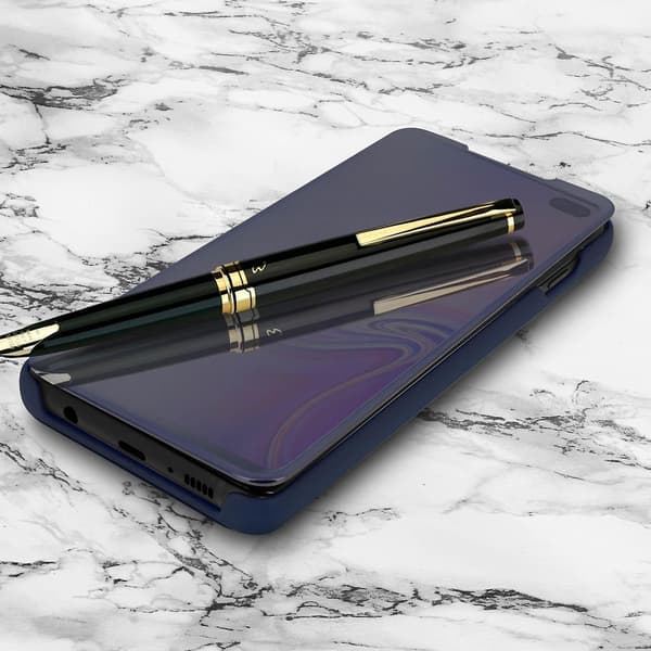 Flip Case, Speil Case for Galaxy S10 Plus, Stående Cover - Mørkeblå