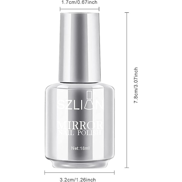 18 ml spegelnagellack, ljust färgglatt nagellack för nagelkonst, långvarigt spegeleffekt nagellim