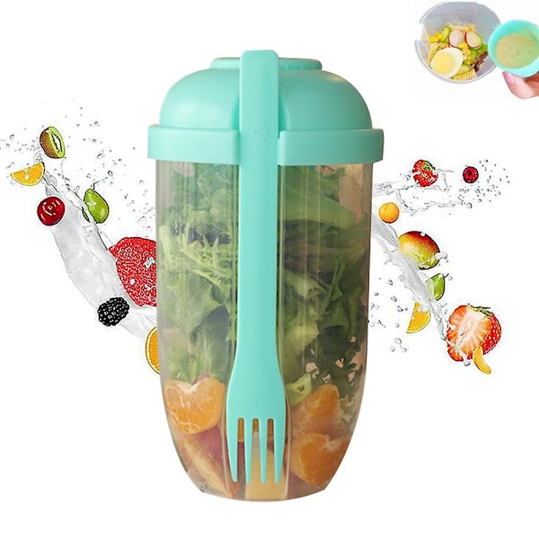Frisk Salat To Go Beholdersæt, Hold Dig i Form Salat Måltid Shaker Kop med Gaffel og Salatdressing Holder green