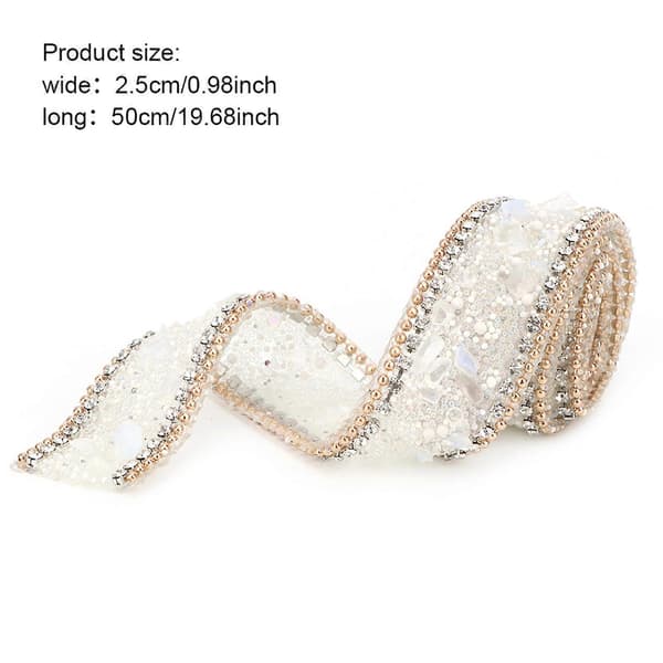 2,5 cm DIY Diamant Mesh Wrap Roll Krystall Rhinestones Kjederibbon Dekor White