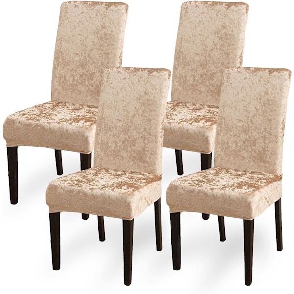 Goldvelvet Stoltrekk, Stretch Spisestuestoltrekk Sett med 4, Moderne Avtakbart og Vaskbart Parsons Stoltrekk for Bryllup, Bar, Hjem, Kjøkkendekor