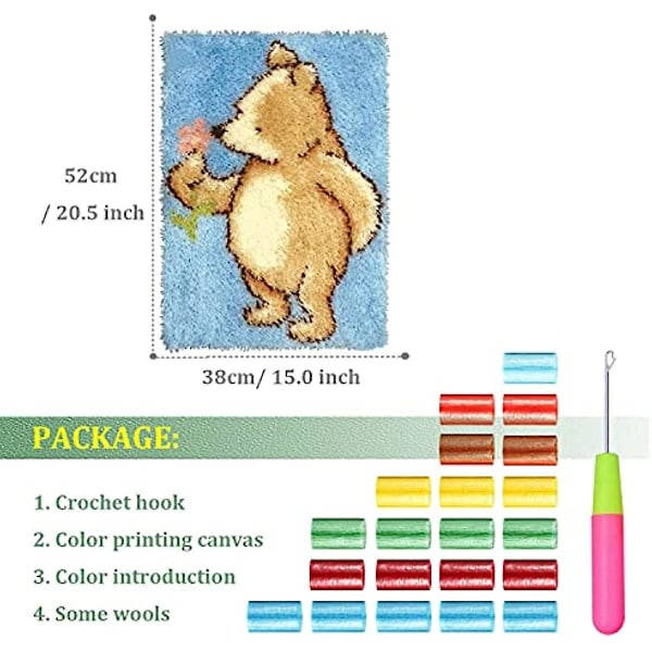 Latch Hook Rug Kits Oavslutad Gobeläng Diy Matta För Vuxna Virka Garn Kits Med Tryckt Canvas Mönster För Heminredning Djur