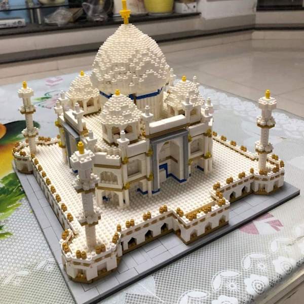 Verdensberømt Arkitektur Taj Mahal Palads Model 3d Diamant Mini Diy Mikro Konstruktion Nano Blokke Byggeklodser Børne Gaver Legetøj