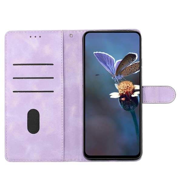 Blomster Læder Etui Til Motorola Moto G9 / G9 Play / E7 Plus Purple