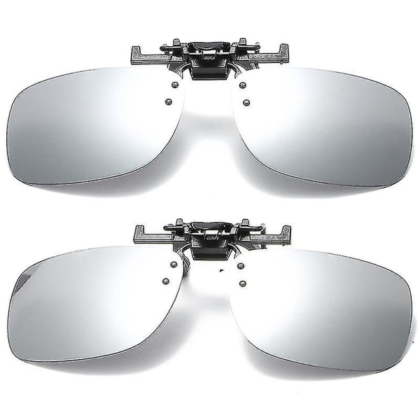 1 stk. Polariserede Flip Up Clip On Solbriller Fiskebriller Mænd Kvinder Sliver