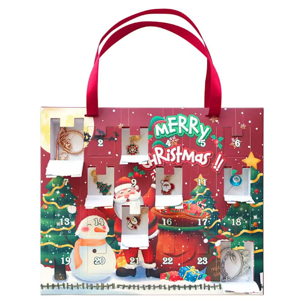 1 stk., Jule 24 Grid Nedtællingskalender Blind Box Sæt Jul Kreativ Håndlavet DIY Børnearmbånd Gaver Juledekoration blå