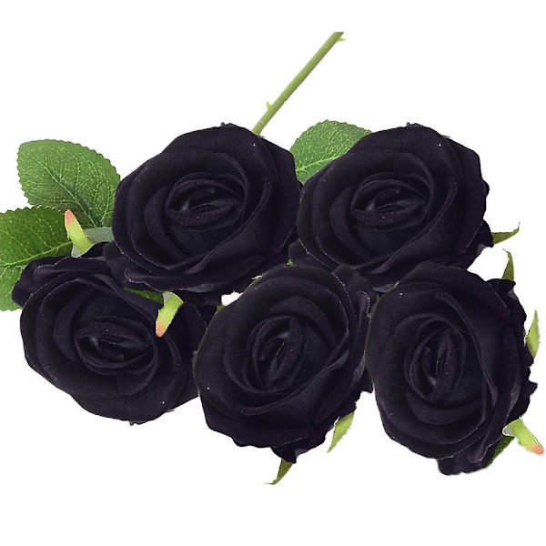 5 stk. Rosebukett Realistisk Falsk Rose Bryllup Familie Fest Dekorasjon Event Gave black