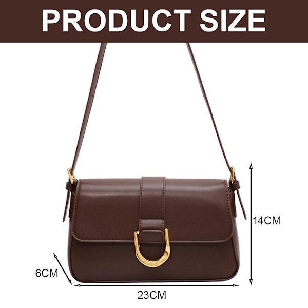 Ny Tide Høst Og Vinter Retro Pu Skinn Nisje Joker Crossbody Skulderveske Baguette Underarmsveske brown