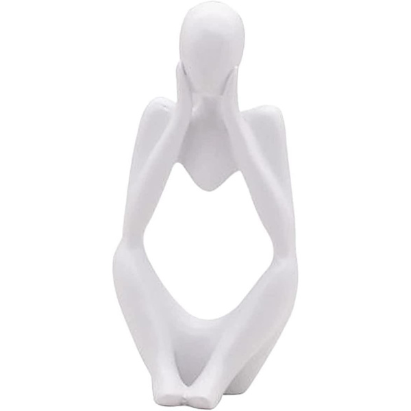 Tänkaren staty,harts Tänkaren Abstrakt skulptur staty Moderna karaktär figurer Vit