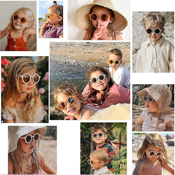 Sommer Polariserede UV Beskyttelse Børnesolbriller Retro Runde Børn Polariserede Solbriller UV 400 Beskyttelse Børnesolbriller Beige