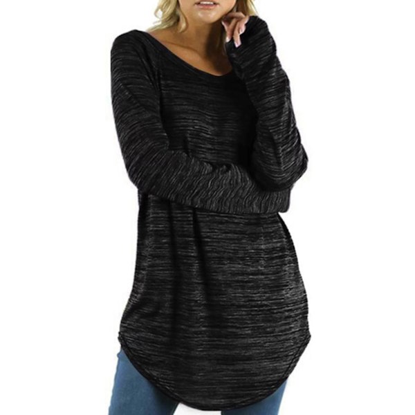 Naisten pusero, löysä malli, epäsymmetrinen helma, pyöreä pääntie, tyylikäs collegepaita 3XL