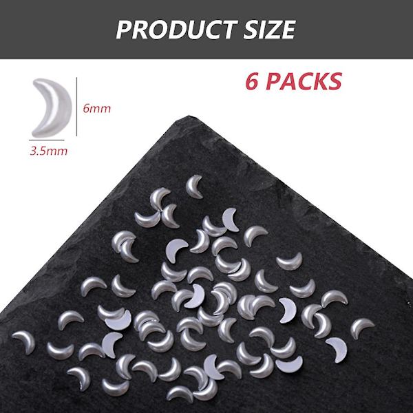 1200 st vita nageldekorationer platta måne/ovala former 3d nageldekorationer material utsmyckningar för nagelkonst diy hantverkstillbehör 3.5*6MM