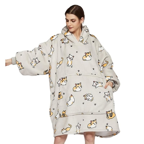 Bärbar filttröja, oversized Sherpa huvtröja filt 96CM
