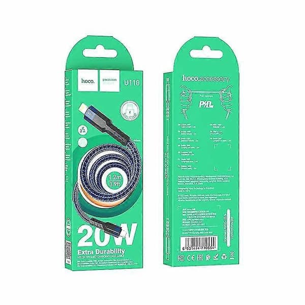 Hoco U110 20w Usb-c / Type-c Til 8 Pin Pd Ladekabel Datakabel Lengde 1.2m (blå)