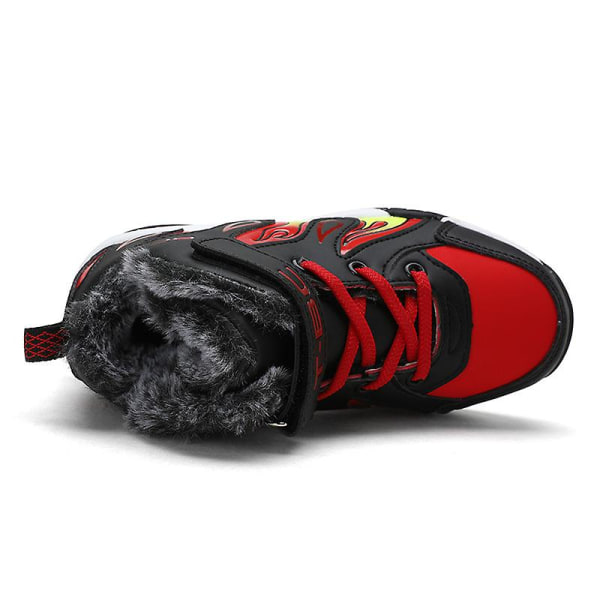 Barnens skor vinter plus sammet varma pojkar flickor sportskor Fr638 BlackRed EU 33
