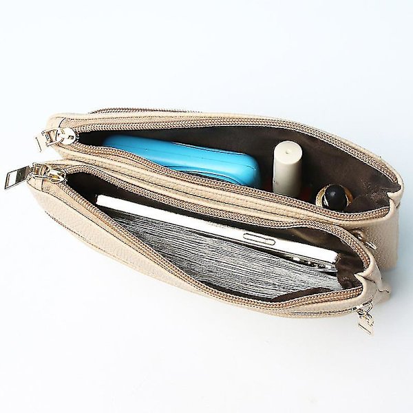 Ny liten crossbody-väska för damer, liten fyrkantig väska med dubbla dragkedjor och flera fack Black