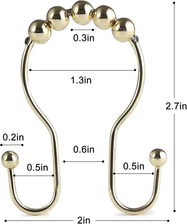 12-pack guld rostfria duschdraperikrokar.