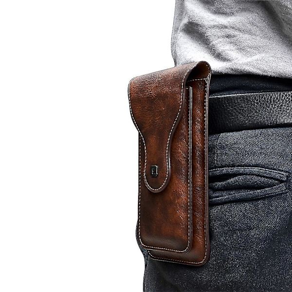 Mobiltelefon Bältesväska Herr Midjeväska Universal Bältesväska Holster Fodral Passar Brown